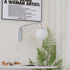 Franing Wall,SHOP ALL,glass wall light L7.1″xW25.6″xH9.1″ / Chrome & White / US Plug Dione Plug In Wall Lamp