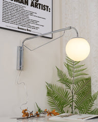 Franing Wall,SHOP ALL,glass wall light L7.1″xW25.6″xH9.1″ / Chrome & White / US Plug Dione Plug In Wall Lamp