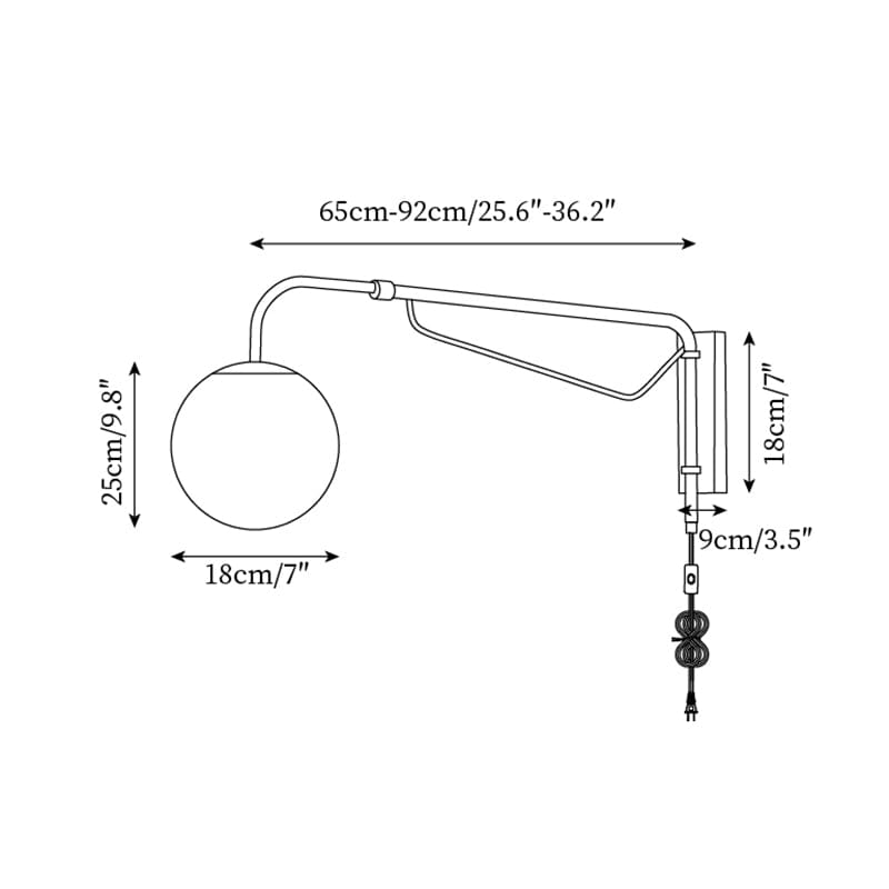 Franing Wall,SHOP ALL,glass wall light L7.1″xW25.6″xH9.1″ / Chrome & White / US Plug Dione Plug In Wall Lamp