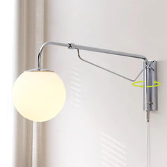 Franing Wall,SHOP ALL,glass wall light L7.1″xW25.6″xH9.1″ / Chrome & White / US Plug Dione Plug In Wall Lamp