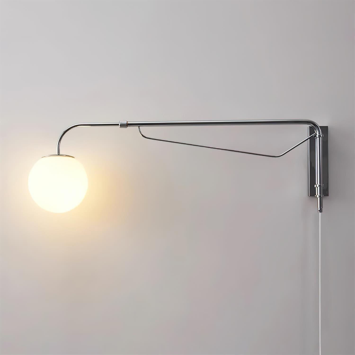 Franing Wall,SHOP ALL,glass wall light L7.1″xW25.6″xH9.1″ / Chrome & White / US Plug Dione Plug In Wall Lamp