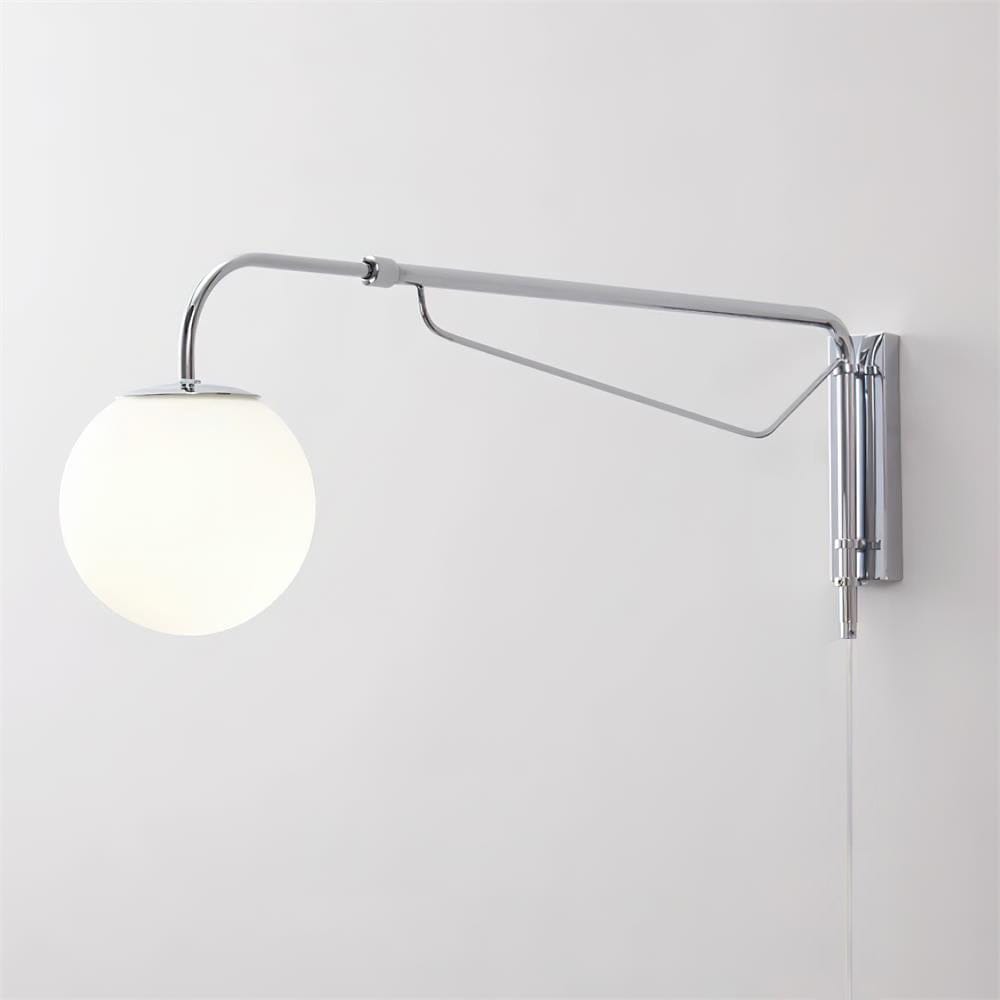 Franing Wall,SHOP ALL,glass wall light L7.1″xW25.6″xH9.1″ / Chrome & White / US Plug Dione Plug In Wall Lamp