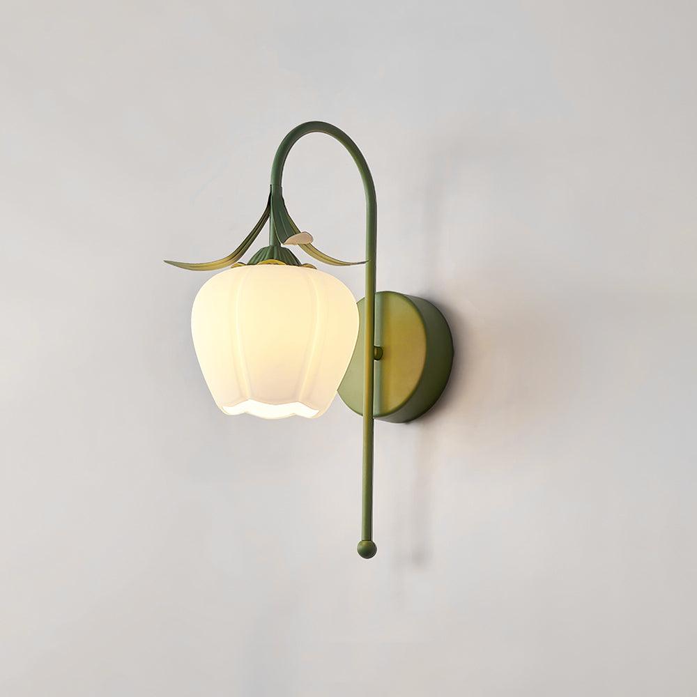Franing Wall,SHOP ALL,glass wall light ModelA∅9.8″xH15.7″ / Green Luna Flower Wall Lamp