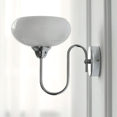 Franing Wall,SHOP ALL,glass wall light W7.8″xH9.8″ / Chrome & White Nova Glass Wall Light