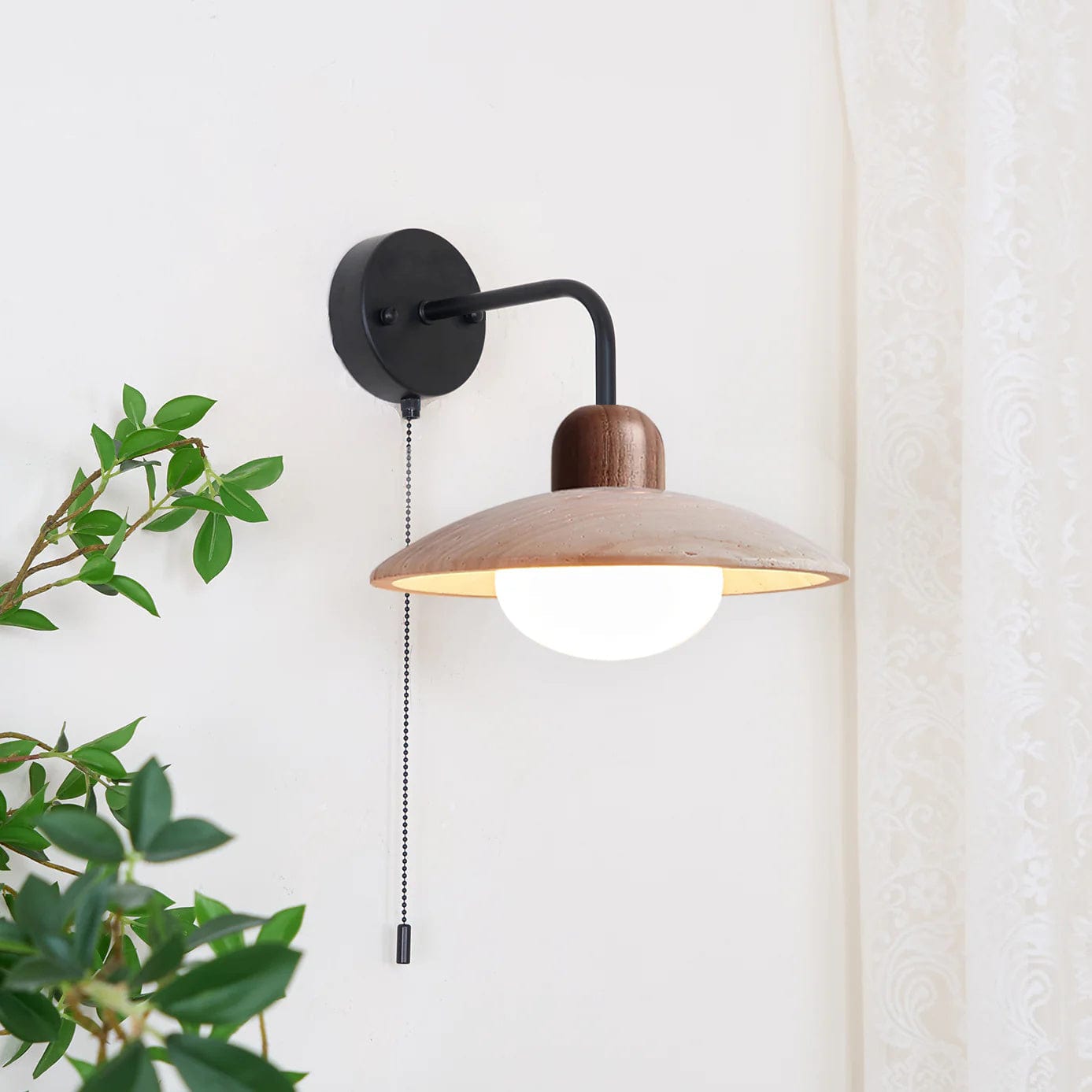 Franing Wall,SHOP ALL,glass wall light W9.8″xH7.8″ / Black &  Walnut Color Carolia Zipper Version Wall Lamp