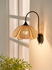 Franing Wall,SHOP ALL,Traditional ∅11.8″xH16.1″ / Nature rattan color & Black Rattan Petal Wall Lamp