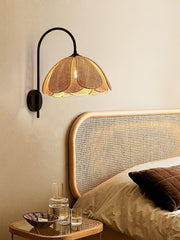 Franing Wall,SHOP ALL,Traditional ∅11.8″xH16.1″ / Nature rattan color & Black Rattan Petal Wall Lamp