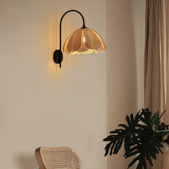 Franing Wall,SHOP ALL,Traditional ∅11.8″xH16.1″ / Nature rattan color & Black Rattan Petal Wall Lamp
