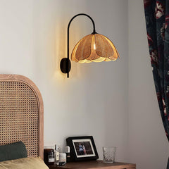 Franing Wall,SHOP ALL,Traditional ∅11.8″xH16.1″ / Nature rattan color & Black Rattan Petal Wall Lamp