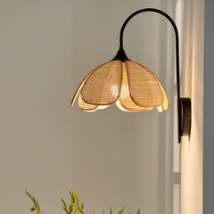 Franing Wall,SHOP ALL,Traditional ∅11.8″xH16.1″ / Nature rattan color & Black Rattan Petal Wall Lamp