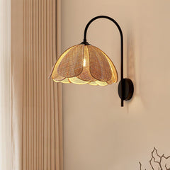 Franing Wall,SHOP ALL,Traditional ∅11.8″xH16.1″ / Nature rattan color & Black Rattan Petal Wall Lamp