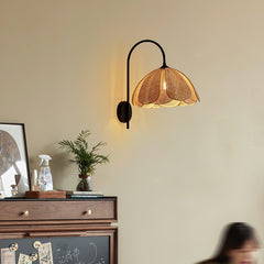 Franing Wall,SHOP ALL,Traditional ∅11.8″xH16.1″ / Nature rattan color & Black Rattan Petal Wall Lamp