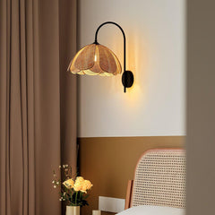 Franing Wall,SHOP ALL,Traditional ∅11.8″xH16.1″ / Nature rattan color & Black Rattan Petal Wall Lamp