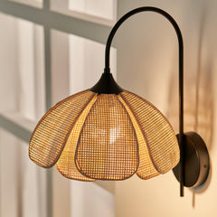 Franing Wall,SHOP ALL,Traditional ∅11.8″xH16.1″ / Nature rattan color & Black Rattan Petal Wall Lamp