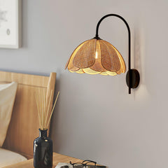 Franing Wall,SHOP ALL,Traditional ∅11.8″xH16.1″ / Nature rattan color & Black Rattan Petal Wall Lamp