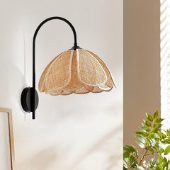 Franing Wall,SHOP ALL,Traditional ∅11.8″xH16.1″ / Nature rattan color & Black Rattan Petal Wall Lamp