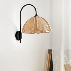 Franing Wall,SHOP ALL,Traditional ∅11.8″xH16.1″ / Nature rattan color & Black Rattan Petal Wall Lamp