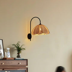 Franing Wall,SHOP ALL,Traditional ∅11.8″xH16.1″ / Nature rattan color & Black Rattan Petal Wall Lamp