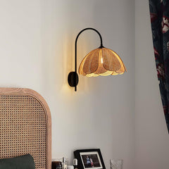 Franing Wall,SHOP ALL,Traditional ∅11.8″xH16.1″ / Nature rattan color & Black Rattan Petal Wall Lamp