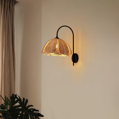 Franing Wall,SHOP ALL,Traditional ∅11.8″xH16.1″ / Nature rattan color & Black Rattan Petal Wall Lamp