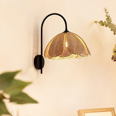 Franing Wall,SHOP ALL,Traditional ∅11.8″xH16.1″ / Nature rattan color & Black Rattan Petal Wall Lamp