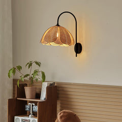 Franing Wall,SHOP ALL,Traditional ∅11.8″xH16.1″ / Nature rattan color & Black Rattan Petal Wall Lamp