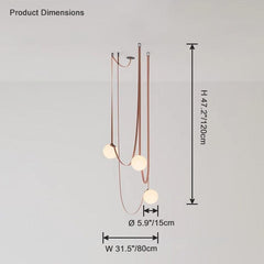 Globe Leather Pendant Light by Franing - Island counter/dining room ，Farmhouse ，Chandelier ，glass chandelier，shop all，Ceiling