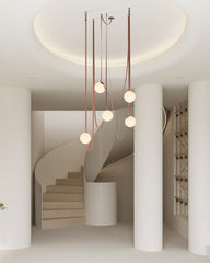 Globe Leather Pendant Light by Franing - Island counter/dining room ，Farmhouse ，Chandelier ，glass chandelier，shop all，Ceiling