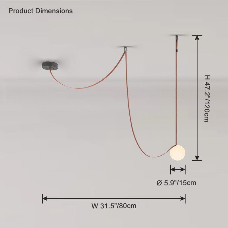 Globe Leather Pendant Light by Franing - Island counter/dining room ，Farmhouse ，Chandelier ，glass chandelier，shop all，Ceiling