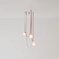 Globe Leather Pendant Light by Franing - Island counter/dining room ，Farmhouse ，Chandelier ，glass chandelier，shop all，Ceiling