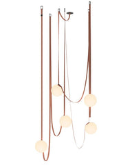 Globe Leather Pendant Light by Franing - Island counter/dining room ，Farmhouse ，Chandelier ，glass chandelier，shop all，Ceiling