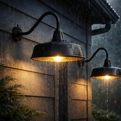 Gooseneck Barn Lights 2 - Pack – Dusk to Dawn Outdoor Wall Fixtures Matte Black by Franing - SHOP ALL,WALL,BARN