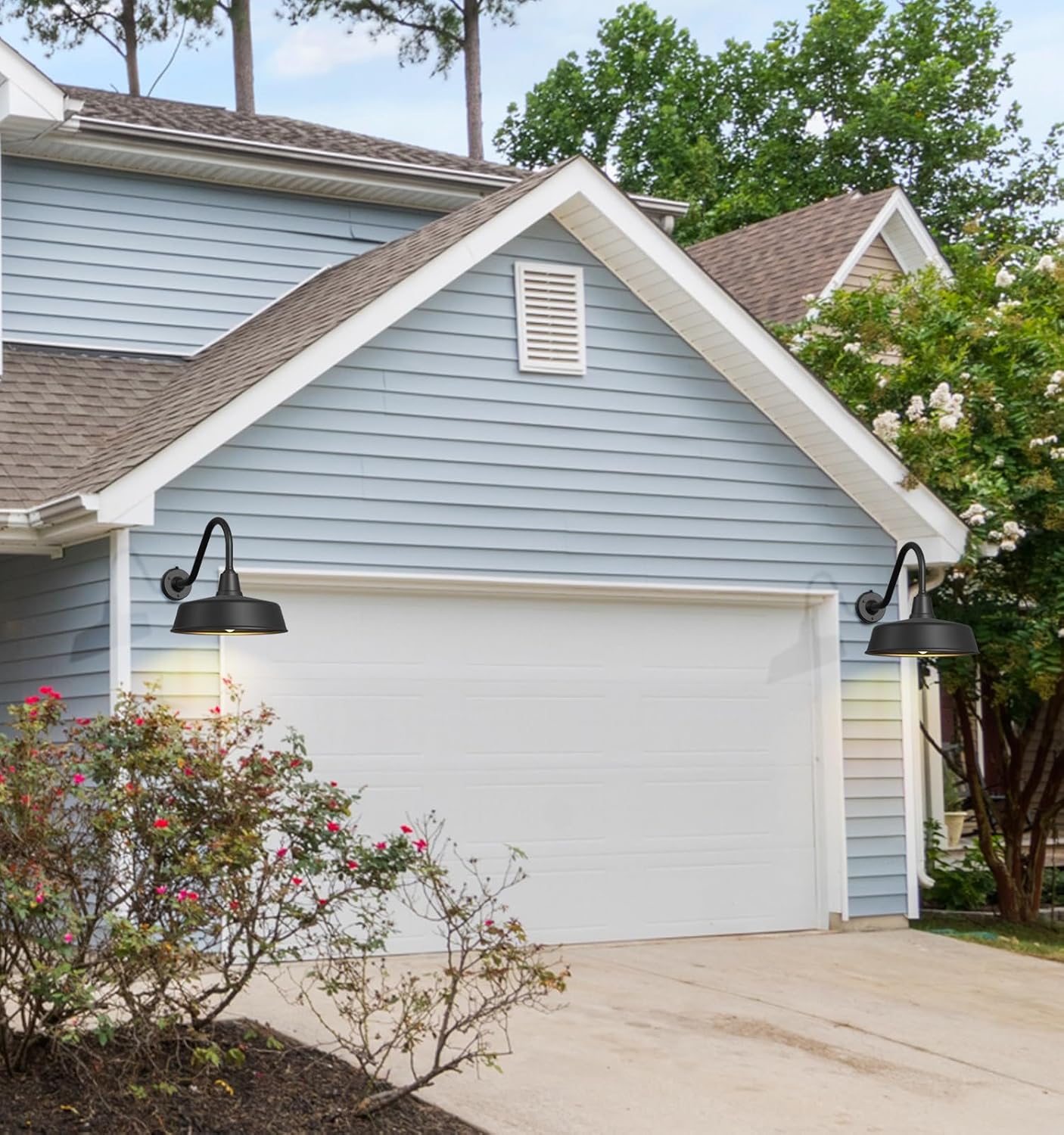 Gooseneck Barn Lights 2 - Pack – Dusk to Dawn Outdoor Wall Fixtures Matte Black by Franing - SHOP ALL,WALL,BARN