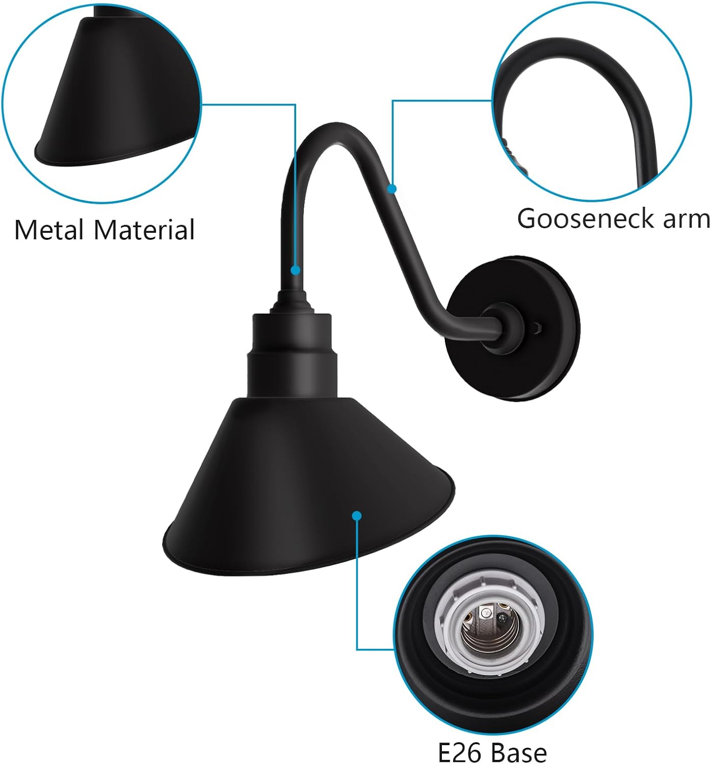 Gooseneck Outdoor Sign Light – Classic Farmhouse Style for Wall or Storefront by Franing - SHOP ALL,WALL,BARN，Metal wall light