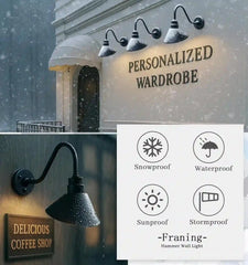 Gooseneck Outdoor Sign Light – Classic Farmhouse Style for Wall or Storefront by Franing - SHOP ALL,WALL,BARN，Metal wall light