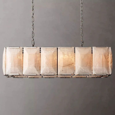Huxley Calcite Alabaster Rectangular Chandelier 42" by Franing - Chandelier .SHOP ALL .Alabaster，Island counter/dining room