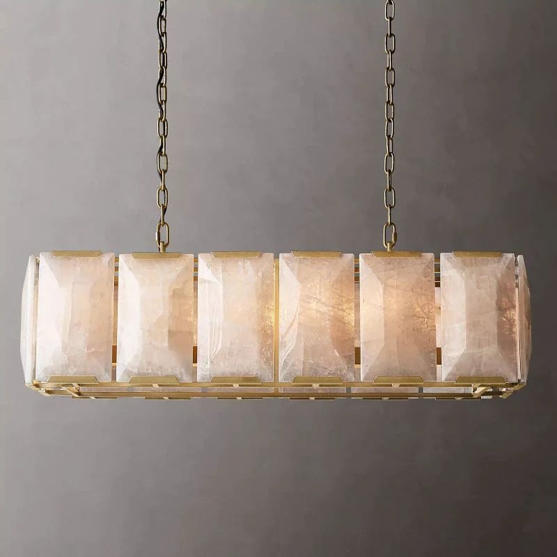 Huxley Calcite Alabaster Rectangular Chandelier 42" by Franing - Chandelier .SHOP ALL .Alabaster，Island counter/dining room