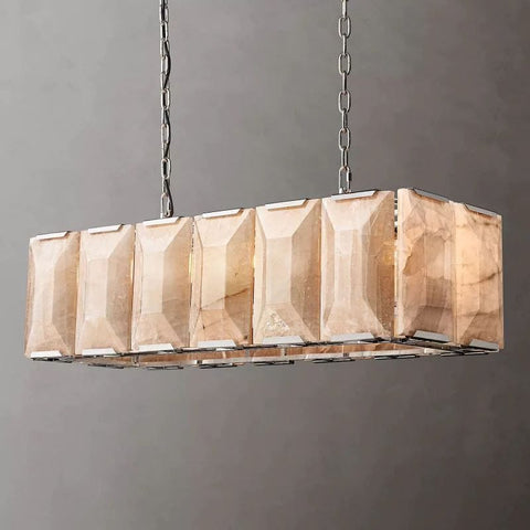 Huxley Calcite Alabaster Rectangular Chandelier 42" by Franing - Chandelier .SHOP ALL .Alabaster，Island counter/dining room