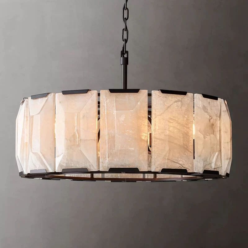 Huxley Calcite Alabaster Round Chandelier 31" by Franing - Chandelier .SHOP ALL .Alabaster