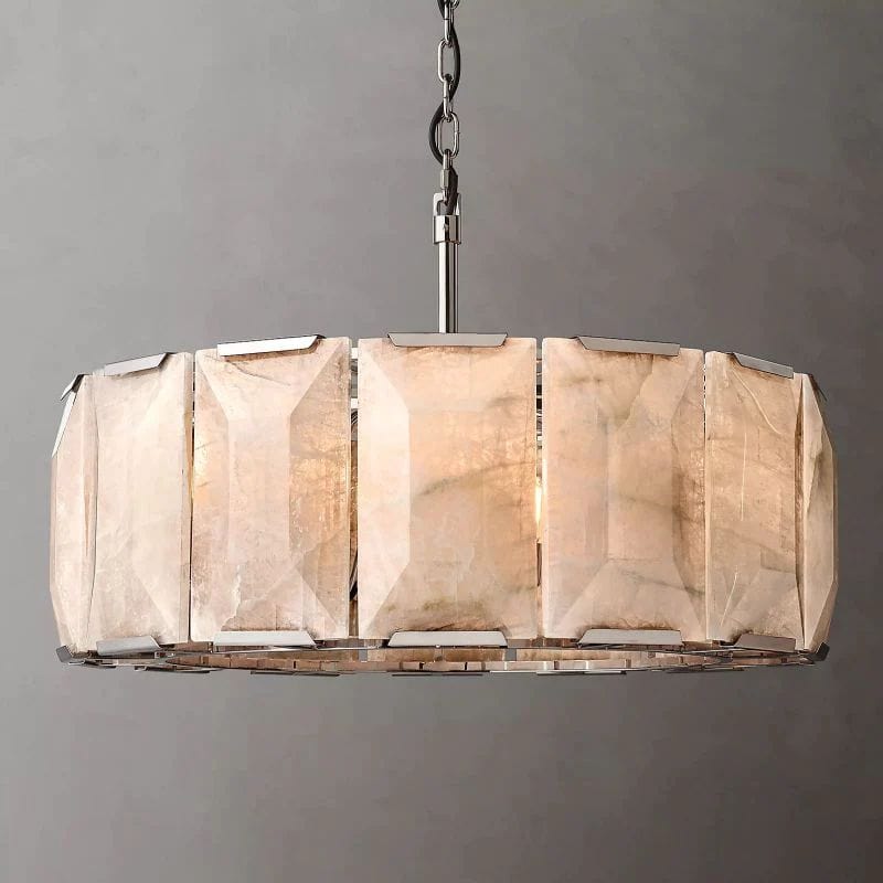 Huxley Calcite Alabaster Round Chandelier 31" by Franing - Chandelier .SHOP ALL .Alabaster