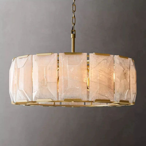 Huxley Calcite Alabaster Round Chandelier 31" by Franing - Chandelier .SHOP ALL .Alabaster