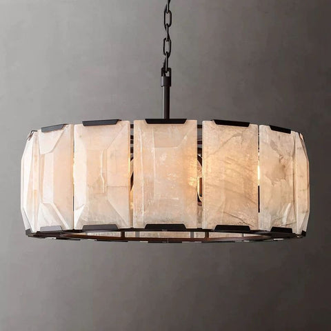 Huxley Calcite Alabaster Round Chandelier 31" by Franing - Chandelier .SHOP ALL .Alabaster