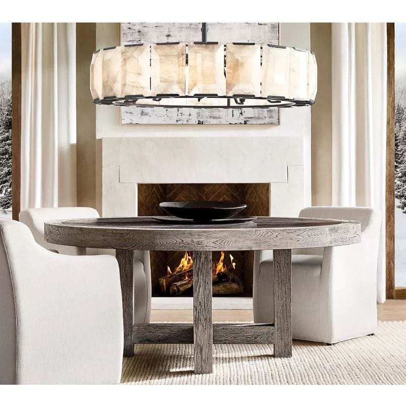 Huxley Calcite Alabaster Round Chandelier 31" by Franing - Chandelier .SHOP ALL .Alabaster