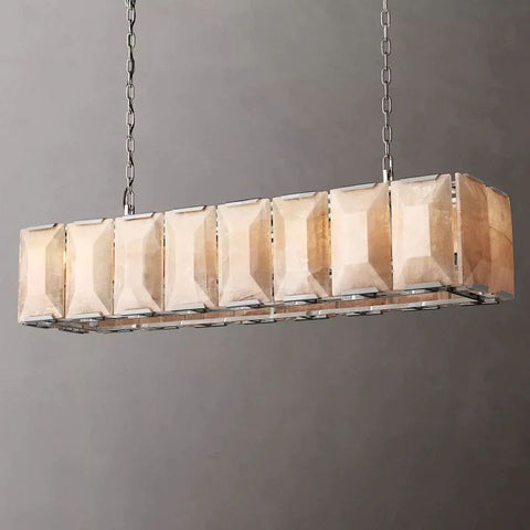 Huxley Calcite Rectangular Chandelier 54" by Franing - Chandelier .SHOP ALL .Alabaster，Island counter/dining room
