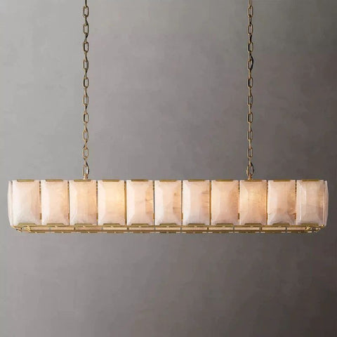 Huxley Calcite Rectangular Chandelier 74" by Franing - Chandelier .SHOP ALL .Alabaster，Island counter/dining room