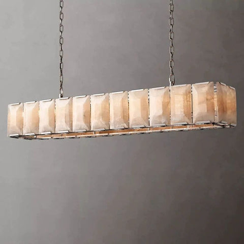Huxley Calcite Rectangular Chandelier 74" by Franing - Chandelier .SHOP ALL .Alabaster，Island counter/dining room
