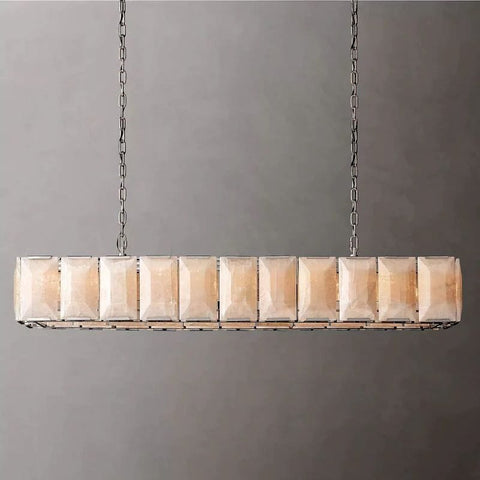 Huxley Calcite Rectangular Chandelier 74" by Franing - Chandelier .SHOP ALL .Alabaster，Island counter/dining room