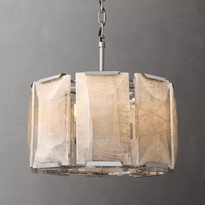 Huxley Calcite Round Chandelier 19" by Franing - Chandelier .SHOP ALL .Alabaster