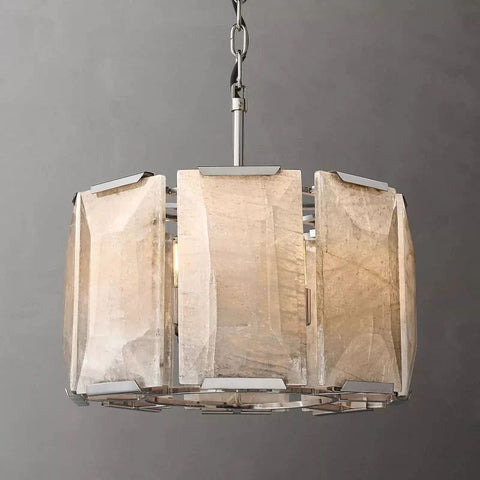 Huxley Calcite Round Chandelier 19" by Franing - Chandelier .SHOP ALL .Alabaster