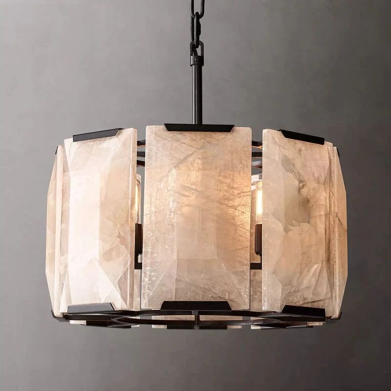 Huxley Calcite Round Chandelier 19" by Franing - Chandelier .SHOP ALL .Alabaster